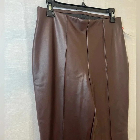 Women's A New Day Brown Faux Leather Flare Pants - Picture 4 of 9